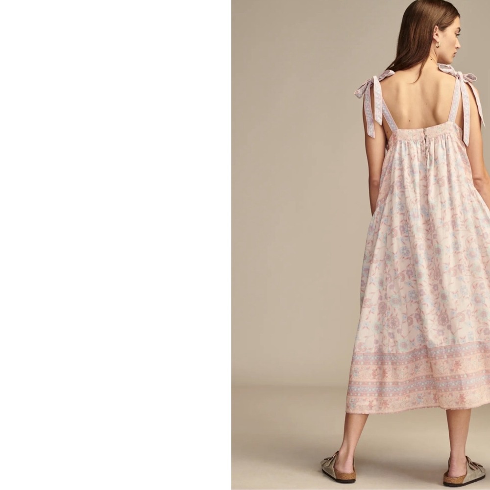 Lucky Brand Grateful Dead Floral Dancing Bears Whimsical Boho Midi Dress Pink M - Picture 10 of 12